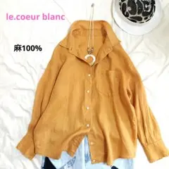【美品】le.coeur blanc 麻100%長袖シャツ　ポケット付き　Мのサムネイル