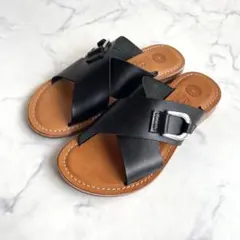 美品 Eder Shoes クロス レザーサンダル バックル 本革 黒 37のサムネイル