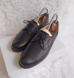 ecco レザー 本革 コンフォート シューズ 厚底 シューレース 黒 24cm