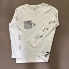 グラニフ SNOOPYホワイト ポケット付き長袖Tシャツ L