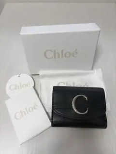 Chloé クロエ Aby アビー 三つ折り財布 ブラック 黒レザーゴールド金具 
