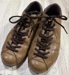 アシックス レザー シューズ スニーカー アポミキシス 24.5 茶