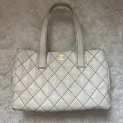 Chanel ホワイト ワイルドステッチトートバッグ