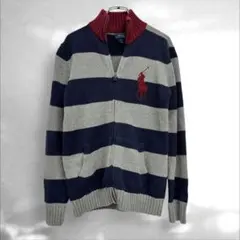 ポロラルフローレン　ビックポニー　ジップアップニット　ボーダー綿100%（A3