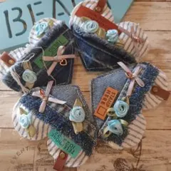 いちご☆パフェ様専用596☆ぷっくりハートキーホルダー４個セット　薔薇　リボン