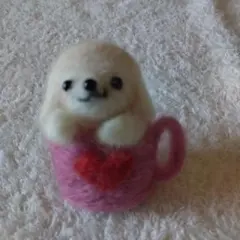 羊毛フェルト 犬 キーホルダー マグカップ付き