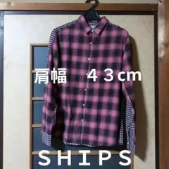 ＳＨＩＰＳ ピンク・ブラックチェック 長袖シャツ サイズ　Ｍ