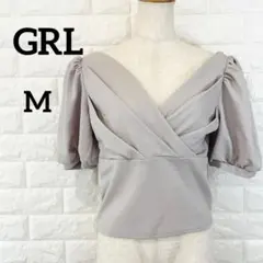 GRL グレイル カシュクール パフスリーブ トップス M グレー 半袖