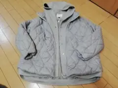 alaska ideal 重ね着に見えるおしゃれなキルトコート★ジャケット★M