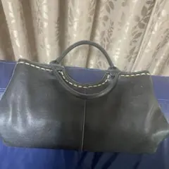 黒ハンドバッグ イエローステッチ