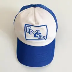 海外古着 プリント メッシュキャップ トラッカー 帽子 青