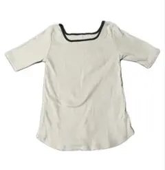 LOWRYS FARM アイボリー スクエアネック 五分袖 カットソー