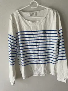 keisukekanda ケイスケカンダ 手刷りのボーダー 長袖カットソー