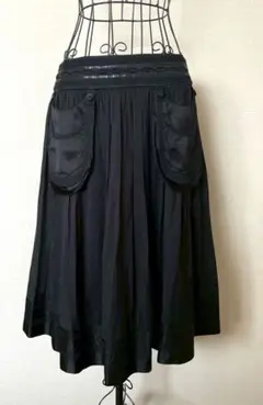 黒 フレアスカート サイドポケット付き