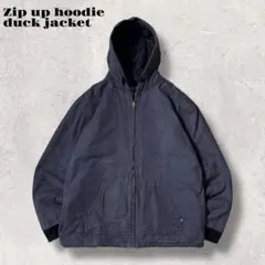 古着ダックパーカーアクティブジャケット短丈ジップフーディ90sチャコールブラック