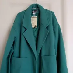 グリーン ロングコート ウール混合素材　緑　アウター　レディース　冬物