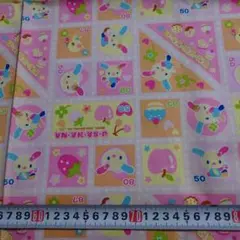 レア！ウサハナ切手柄の綿生地110✕100