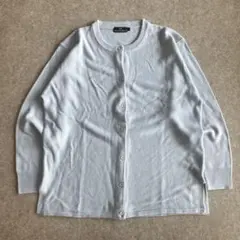 クルーネック ニットカーディガン 水色 Lサイズ ノームコア 昭和レトロ 古着