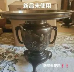 唐金製 薄端 尺0 共耳山水 花器 - メルカリ
