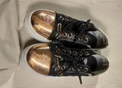 Rady♡メタリックトゥ カジュアルスニーカー 黒/金