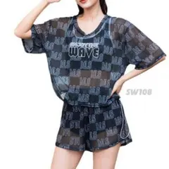 水着 レディース 体型カバー Tシャツ ショートパンツ M セット　可愛い