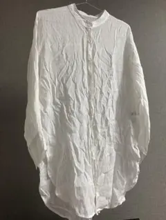 シワ加工ロングシャツ シアー素材 フリーサイズ 白 スプレープレミアム