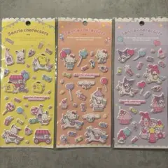 ♡サンリオ　パステルカラー　ぷっくりシール　３種セット
