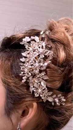 ヘッドドレス 結婚式 ピンクゴールド