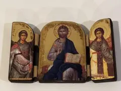 ヴィンテージ キリスト教 聖品 2点セット 三面鏡型イコン ファティマの 