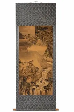 缪辅鱼藻图 中国画 掛け軸 水墨画 和室 玄関 茶室 壁掛け 美術品