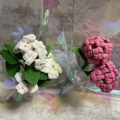 ★エコクラフトでミニチュア　紫陽花ブーケのサムネイル