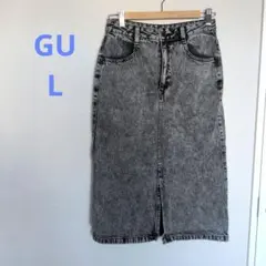 GU タイトブラックデニムスカート ケミカルウォッシュ Lサイズ