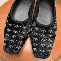 Ungrid ビジュー スウェード 調 フラットシューズ L 24.5cm