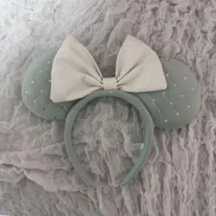 ミニーマウス 耳カチューシャ ミントグリーン