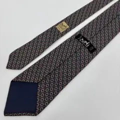 エルメス ネクタイ 幾何学模様 ネイビー レッド グリーン SILK 100%