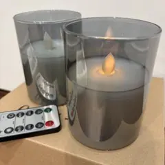 【2点セット】AnnTec LEDキャンドルライト グレー Sサイズ(10cm)