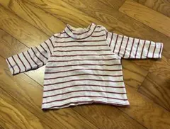 赤と白のストライプ ハイネックTシャツ 90cm