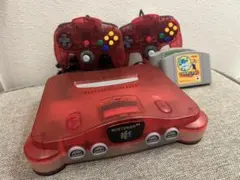 Nintendo64 クリアレッド　ゲームソフト付