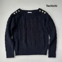 【F】techichi ネイビー ケーブルニットセーター 長袖 テチチ