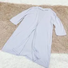 GLACIER ロングカーディガン L ライトブルー 七分袖 オープンフロント