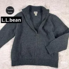 00s L.L.Bean 100%ラムウール厚手ニット フルジップ XL