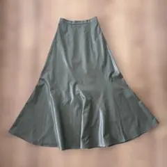 オリーブグリーン フレアマーメイドスカート 合成皮革
