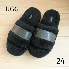 UGG アグ　ファーサンダル　ボア　黒 冬サンダル　24