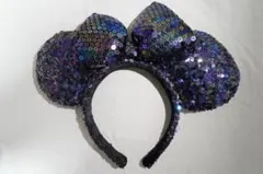 ディズニー スパンコール 紫色 ミニーマウスカチューシャ