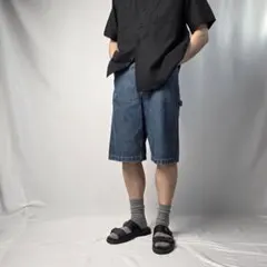 極太 00s BDU ミリタリーバギーカーゴショートパンツ W39 ネイビー 