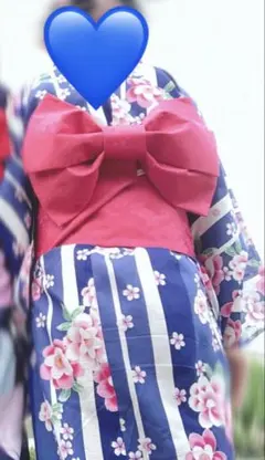 浴衣セット　ブルー花柄