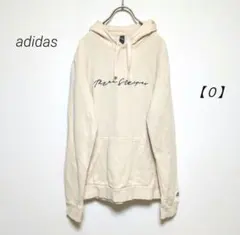 adidasアディダス【０】フーディーパーカー 刺繍 ブランドロゴ クリーム