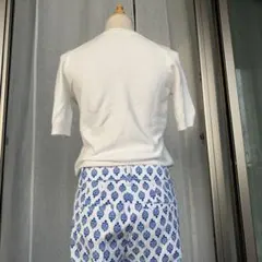 TARBOTS カジュアル サブリナ バミューダパンツ 白青模様プロヴァンスのサムネイル