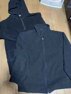 ブラック フリースジャケット フード付き2枚