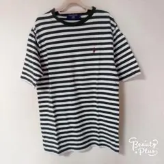 POLOGROUND 半袖Tシャツ Mサイズ グリーン/ホワイトストライプ